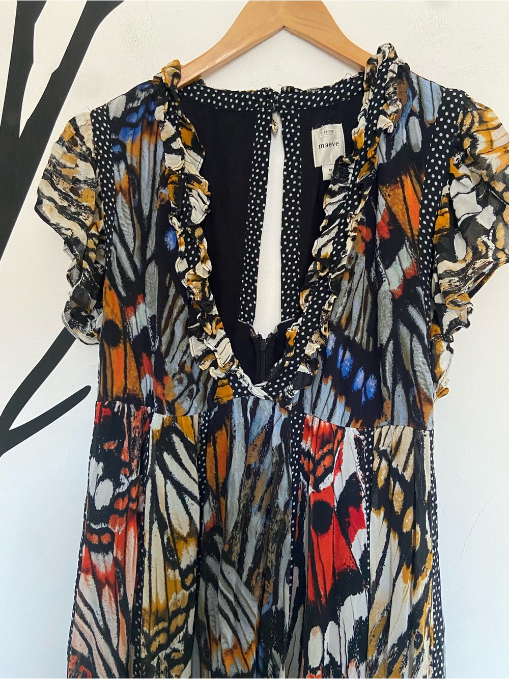 NWOT Anthropologie Maeve butterfly print ruffle sleeved maxi dress - Picture 11 of 16